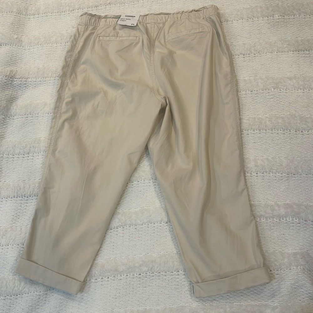 Sonoma Mid Rise Capri pants khaki tan elastic drawstring waist women’s PL petite - Picture 2 of 16